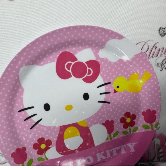Hello kitty plate plastic pink bird cute collector item kitchen dining ware - Picture 4 of 7